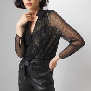 WHBM Sheer Gold Sparkle Blouse Size 4 NWOT